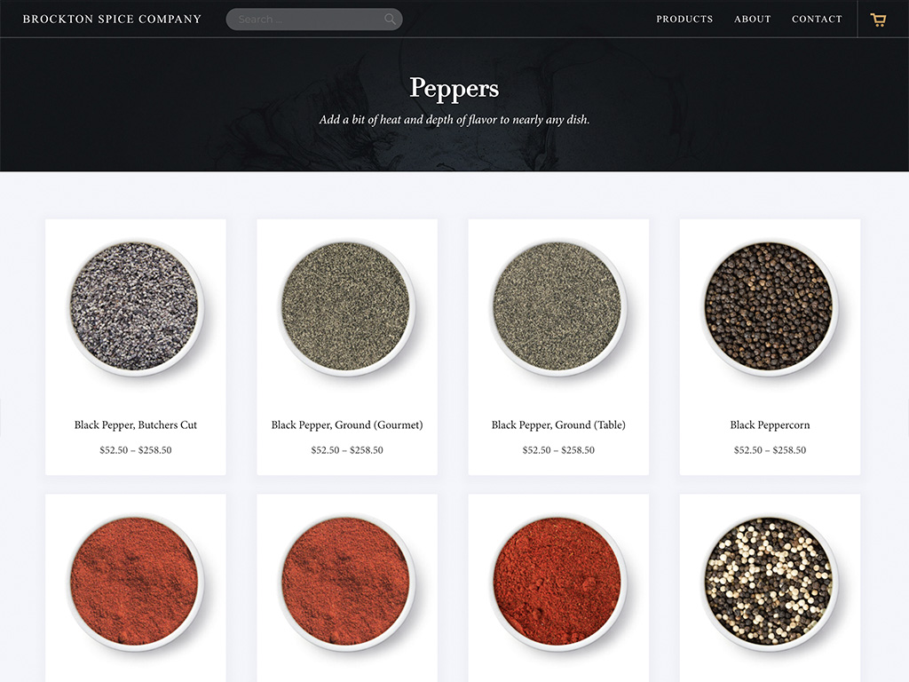 Brockton Spice Company Website Design Peppers