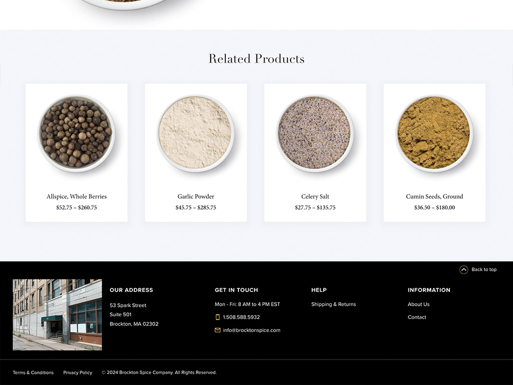 Brockton Spice Company Website Design Related Products