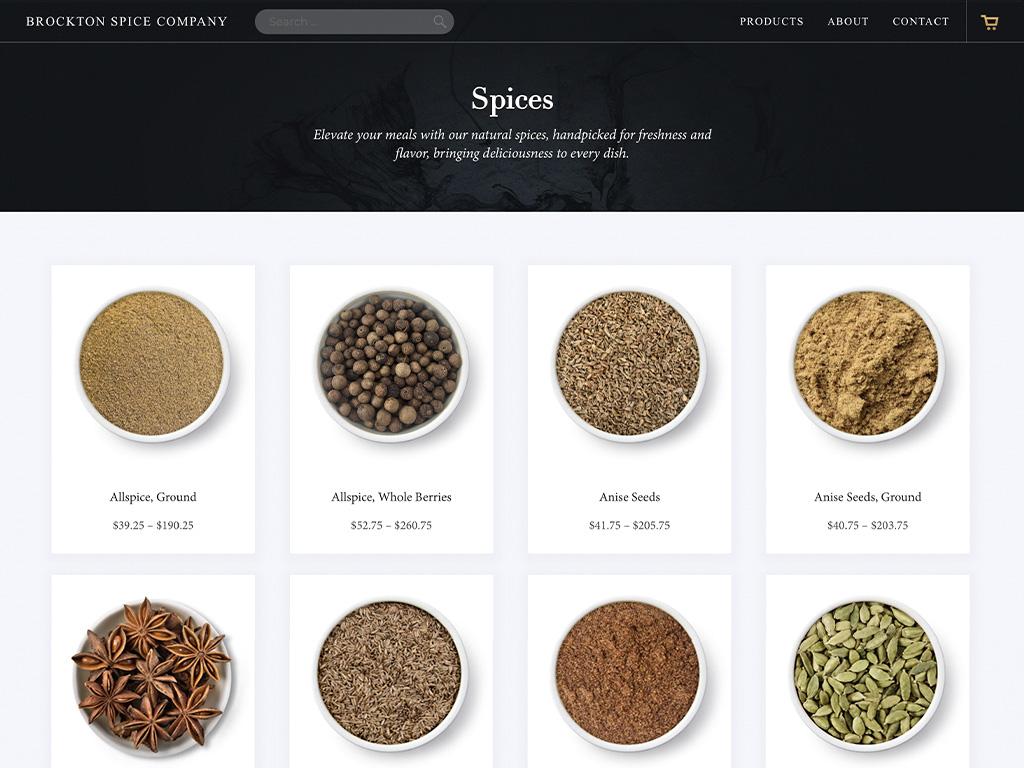 Brockton Spice Company Website Design Spices